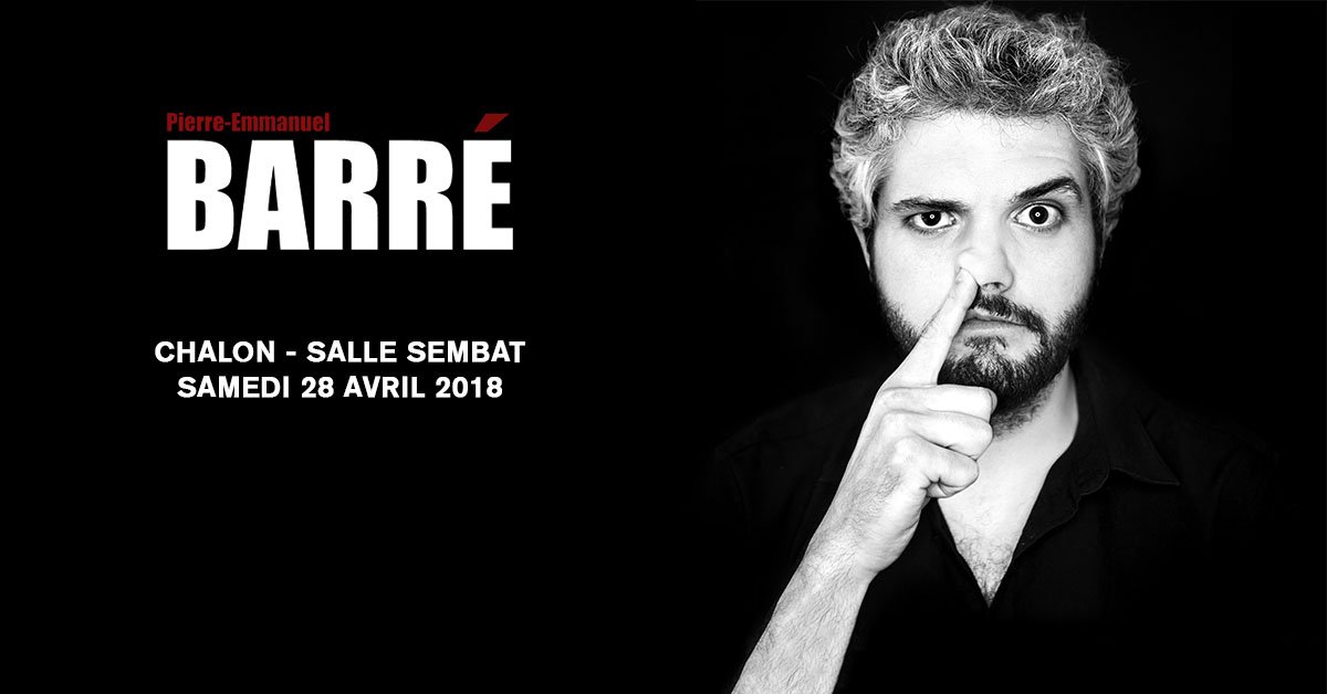 Pierre-Emmanuel Barré (<a href="/Sale_Con/">Pierre-Emmanuel Barré</a>) à Chalon-sur-Sâone, c'est ce soir à 20h30. 1ère partie assurée par @Aymericlompret 
Billetterie : bit.ly/2Hu9Yr9