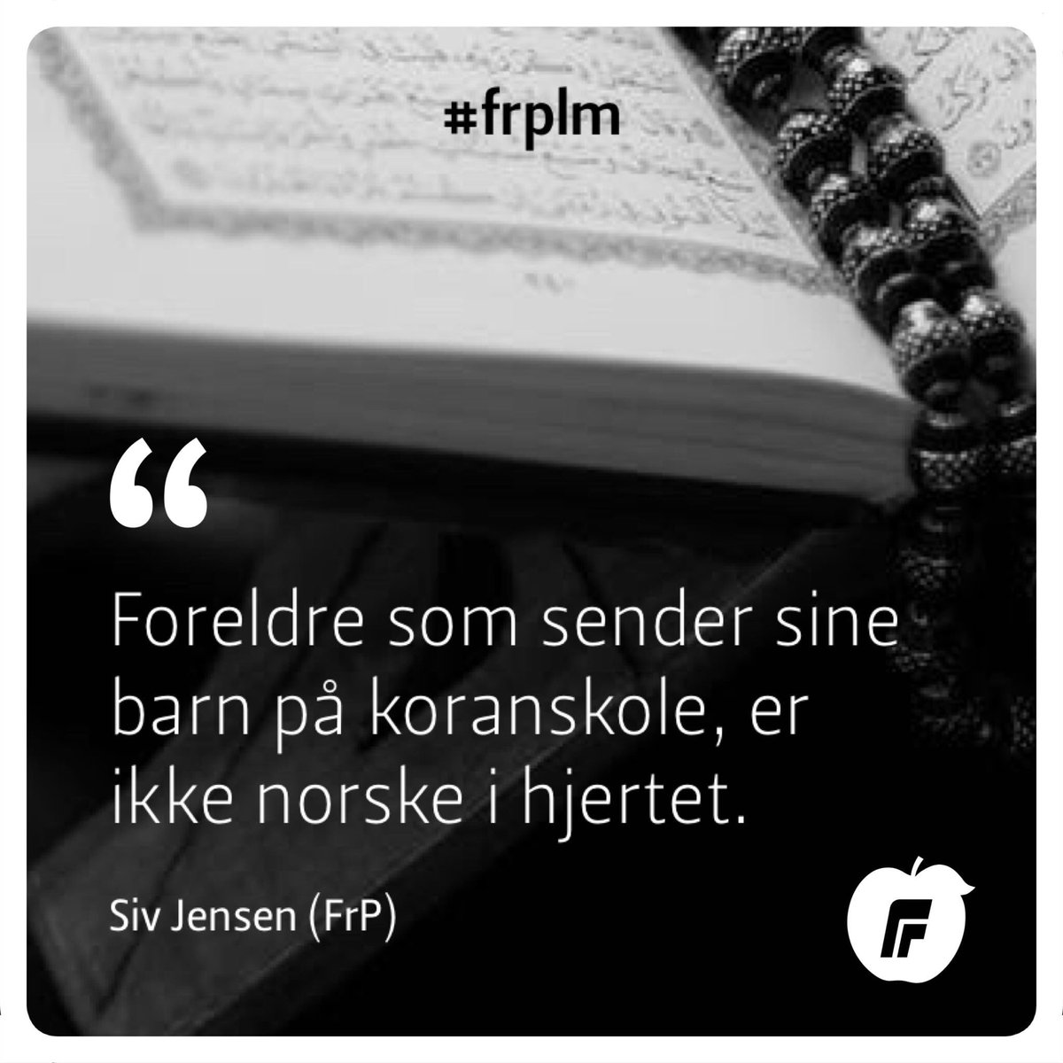 StangeFrP's tweet photo. Det er foreldre som sender sine barn på koranskole i utlandet fordi de er for norske og mener at Koranen står foran norsk lov.

Hva mener du?

RT og ❤️ 

💙🍎 @Siv_Jensen_FrP @StangeFrP @frp_no @TrulsGihlemoen 

https://t.co/SoGD1wTfd7 https://t.co/VPEQMx3hAG