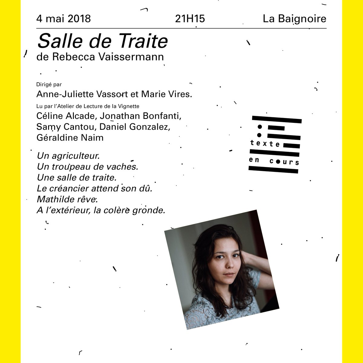 Depuis plusieurs années, TEC reçoit des œuvres sur le monde #agricole, la vie des campagnes, celle des #bêtes et des hommes, son univers professionnel, émotionnel, sentimental. Voici aussi le #théâtre #contemporain!
Vendredi 4 mai 2018: La baignoire
7 rue Brueys #Montpellier