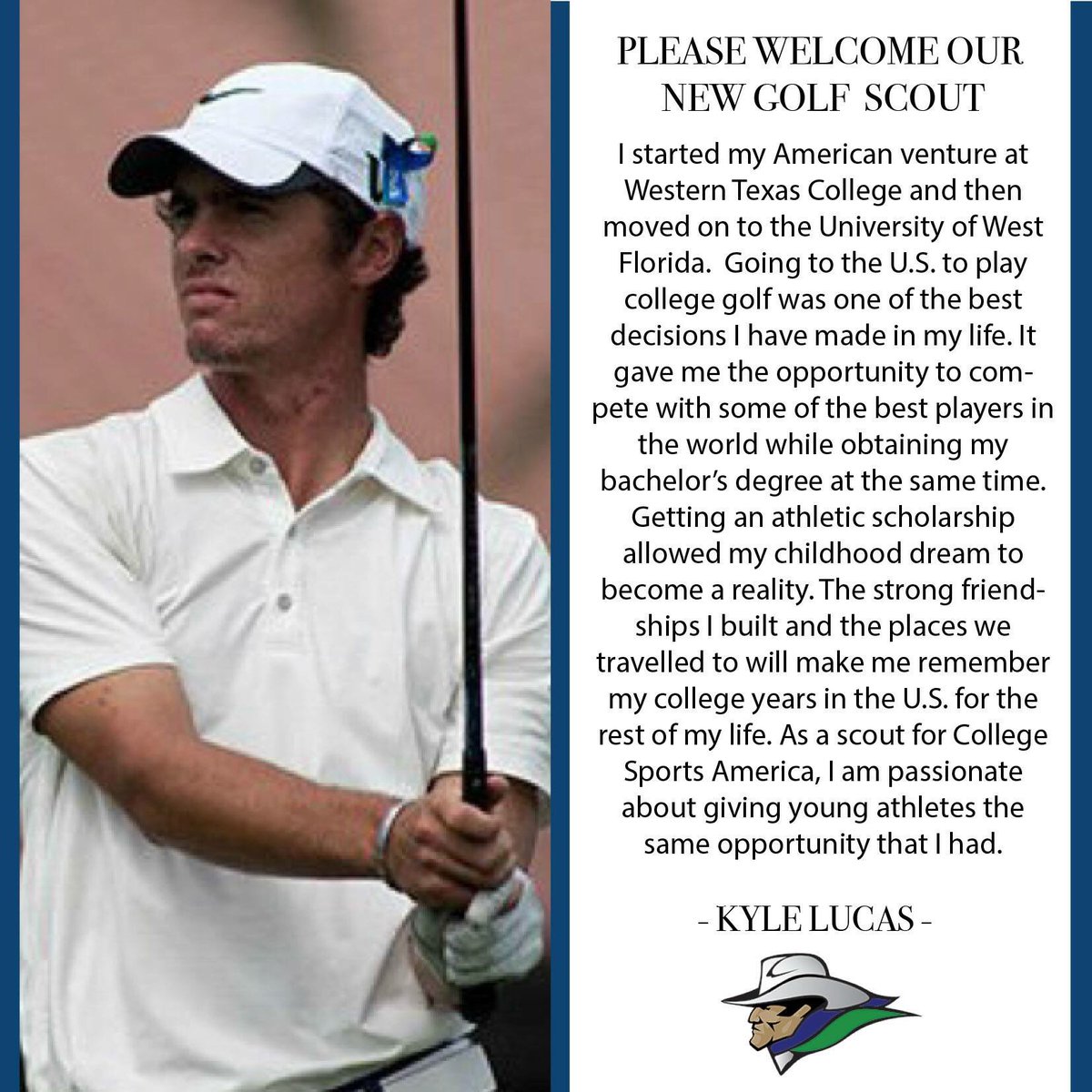 We would like to welcome our new golf scout Kyle Lucas to our team. We are very excited to have Kyle as part of our team.

#southafrica #asia #thailand #professionalgolfer #experience #ncaa #naia #njcaa #golf #team #collegeathletes #professionalhelp #workingwiththebest