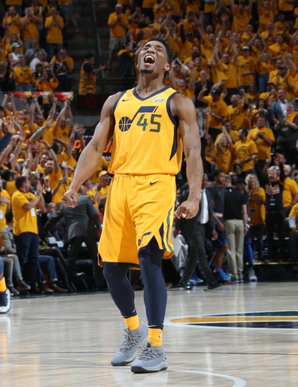 NBA's tweet image. The @utahjazz hold on and ADVANCE to ROUND 2!

UTAH takes Game 6 over @okcthunder 96-91 and win the series 4-2!

Donovan Mitchell leads the way with 38 PTS!

#TakeNote #NBAPlayoffs