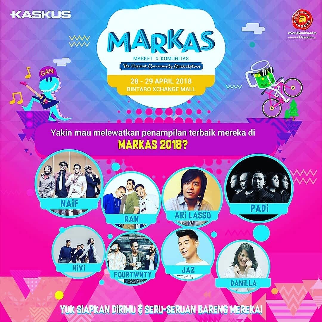 SINDOnews's tweet photo. MARKAS 2018 balik lagi!
Kali ini bakalan ada performance dari @jaz_hayat @danillariyadi @fourtwntymusic @ari_lasso @sayhivi
@ranforyourlife @naifband dan @padiband
Eiits tapi bukan Cuma performance music bakalan ada sharing session di MARKAS Lounge.
#Markas2018 https://t.co/B7it6uJlRu