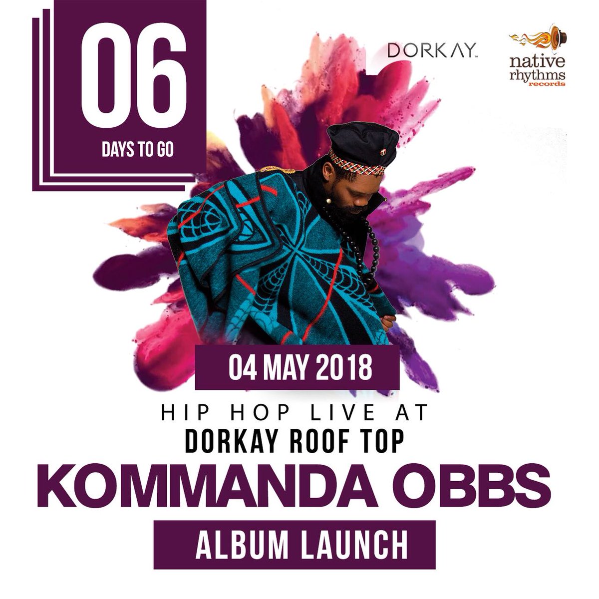 KommandaObbs's tweet photo. 6 days left until #TheKommandaObbsAlbum launch @dorkay_ rooftop @OneEloff in #Jozi on Friday the 4th of May alongside @ProVerbMusic #D2AMAJOE @thacutt @Gigi_Lamayne &amp; more. Doors open @20h00 &amp; #50bucks gets u in.

@Afroagency 
@nativerhythmssa 
#Mabelebele 
#KommandaObbs https://t.co/pWahIlJ9WI