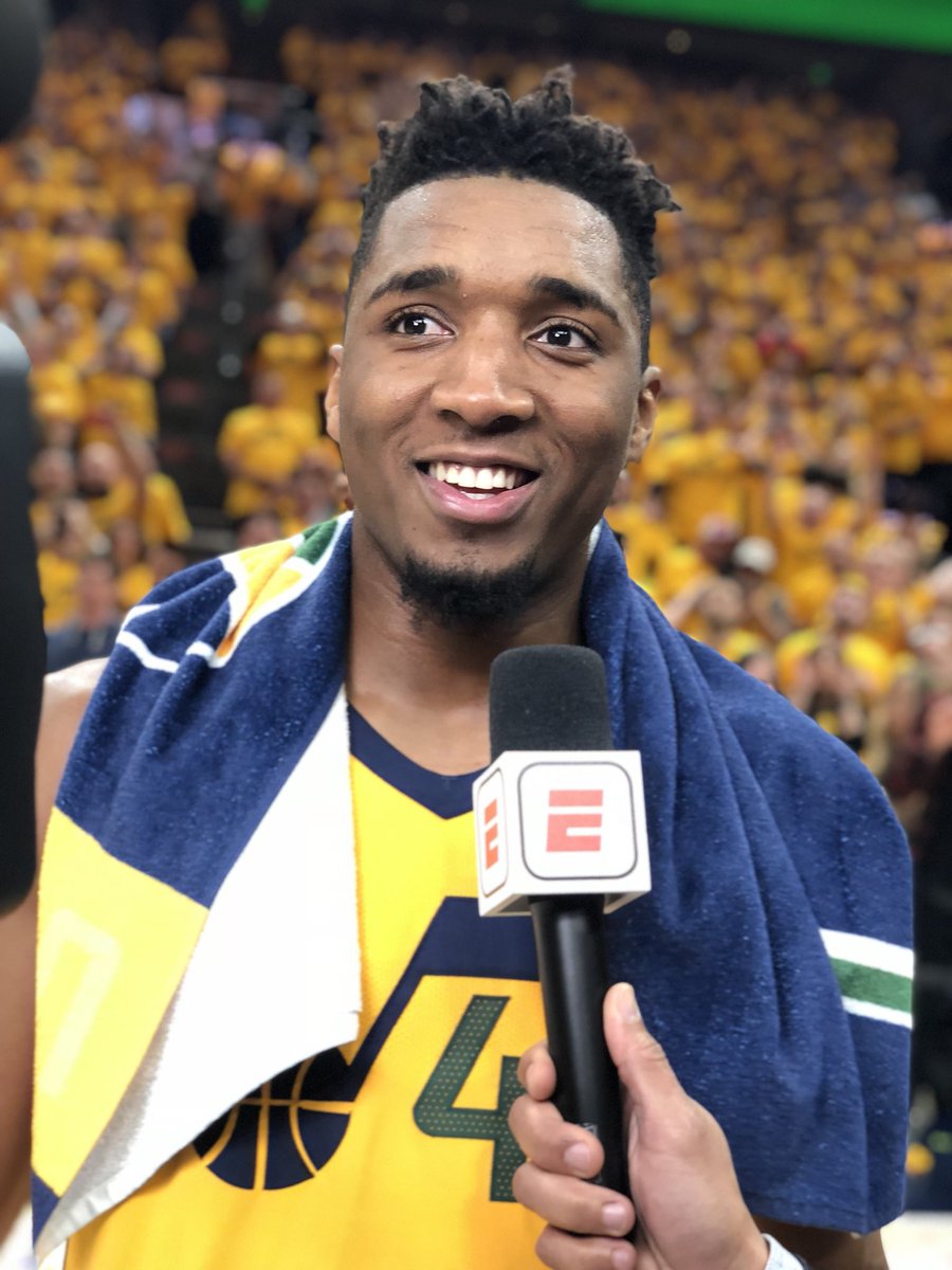 NBA's tweet photo. Donovan Mitchell in Game 6:
38 PTS
5 made 3s
W

#NBARooks https://t.co/dqAafUygyP