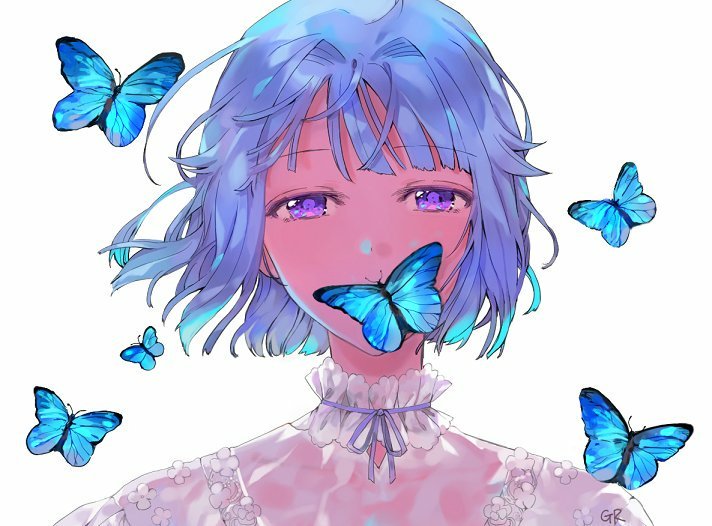 Cute Anime Girl With Butterfly Icon Pfp