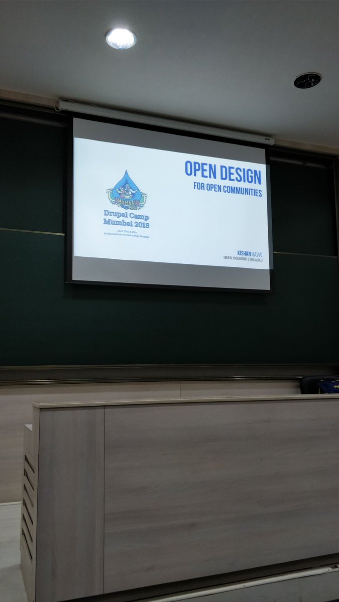 Kishanraval's tweet photo. Talking about #openDesign for #openCommunities at #dcm18, join us now at seminar hall 4.
#Drupal #dcm2018 #TechAspect https://t.co/QD7hYvfeOD