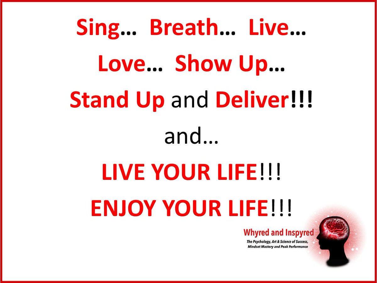 Whyred_Inspyred's tweet photo. https://t.co/F55n8lRbGB
#SINGLIKEITSYOURLASTSONG
#BREATHLIKEITSYOURLASTBREATH
#LIVELIKEITSYOURLASTDEATH
#LOVELIKEITSYOURLASTCHANCE
#SHOWUP
#STANDUPANDDELIVER
#LIVEYOURLIFE
#ENJOYYOURLIFE
#GETINAPEAKSTATE
#GETWHYREDFORSUCCESS https://t.co/pK78LBAbyS