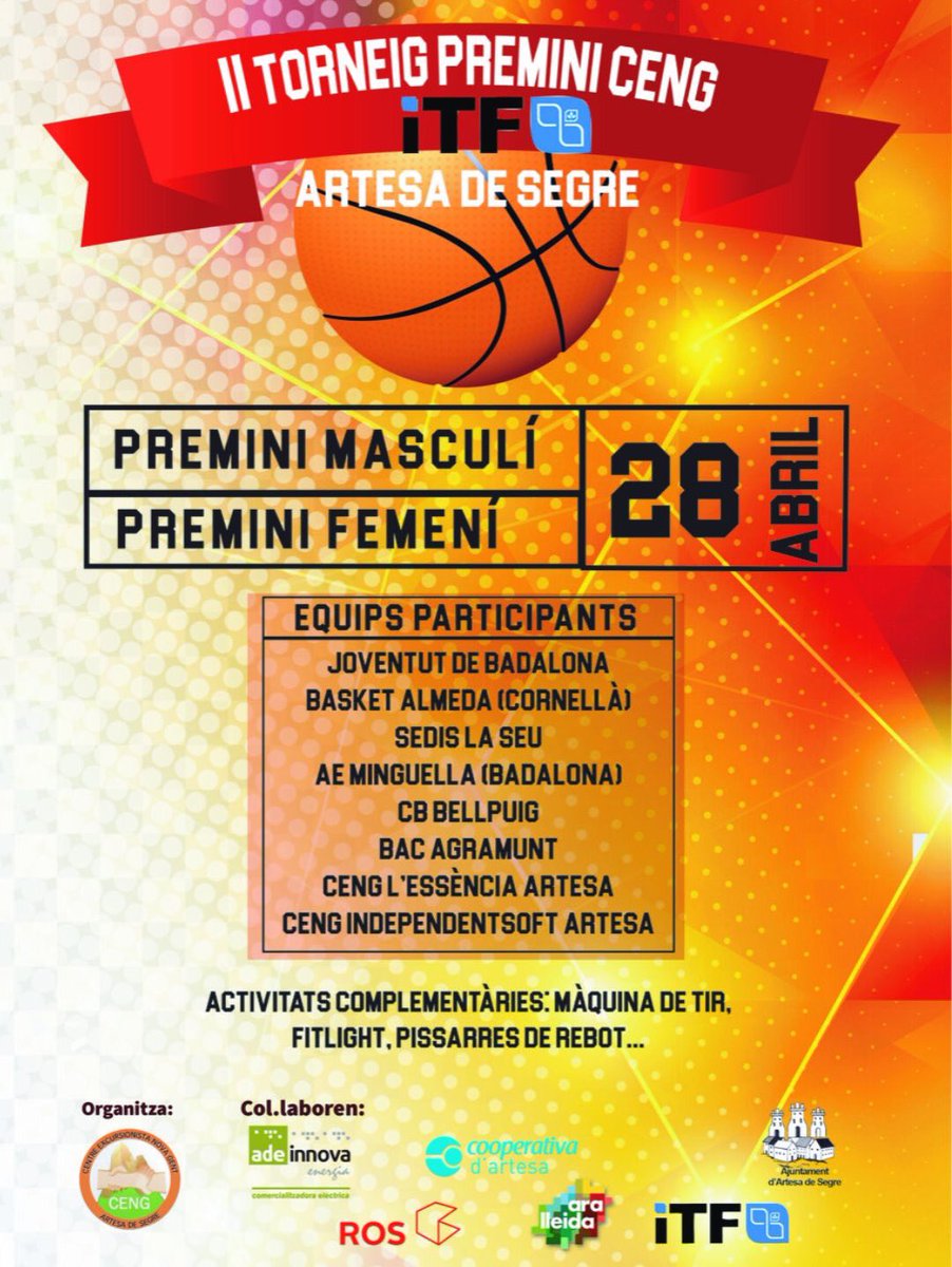 ASRBasketAlmeda's tweet photo. Aprenentatges i experiències per #IF1ALM #MF07ALM #MFBALM i #PMFALM en aquest cap de setmana de #tornejos a Viladecans, Terrassa, Artesa de Segre i Reus!!
Noves oportunitats per seguir creixent!!
#goAlmeda #tornejosAlmeda #basketAutèntic https://t.co/H3Qg9TSLoB