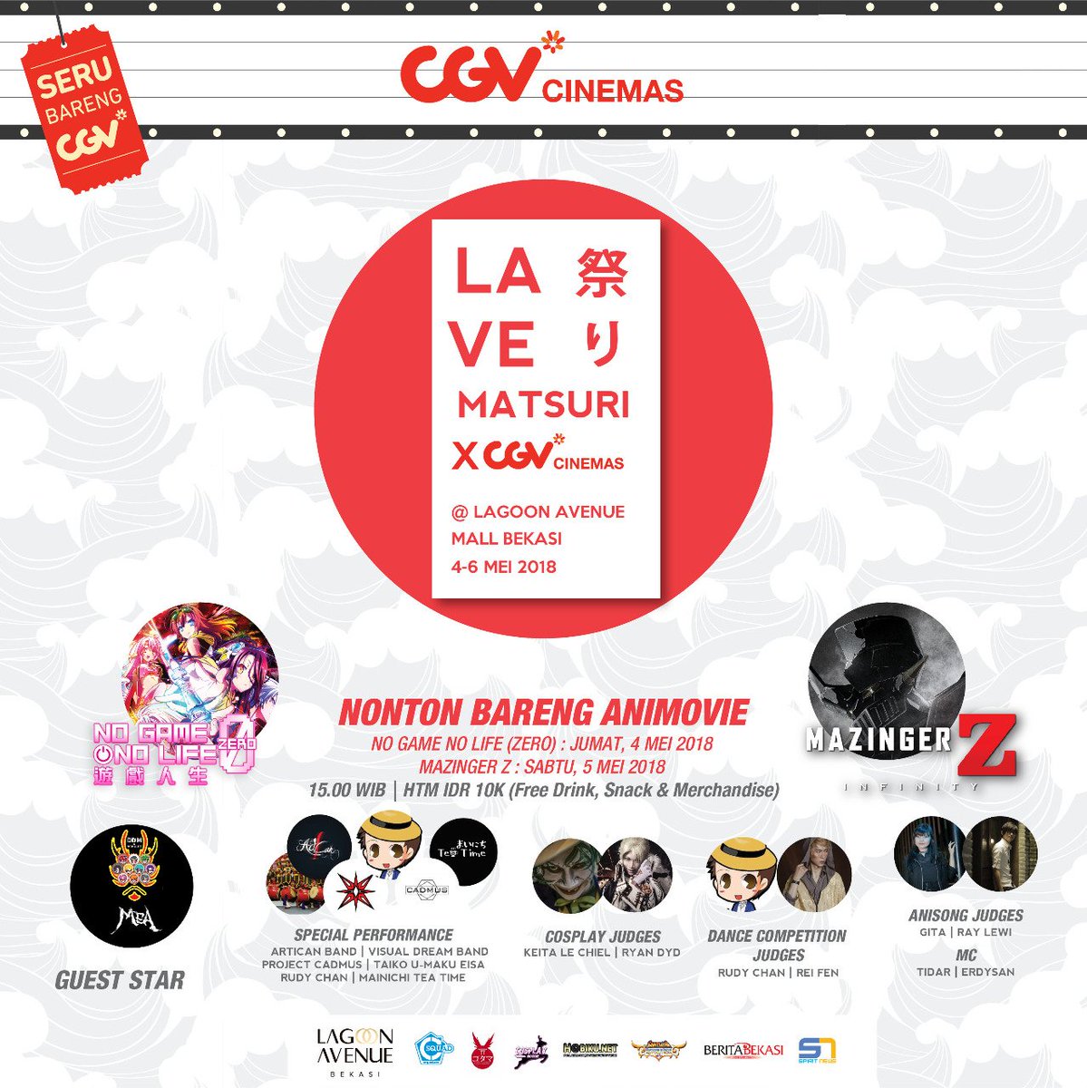 CGV_ID's tweet photo. Pecinta anime, yuk ikutan acara LAVE MATSURI X CGV (Japan Festival) tanggal 4-5 Mei 2018 di Main Atrium Lagoon Avenue Bekasi dan CGV Cinemas Lagoon Avenue Bekasi.

Untuk info lanjut, kamu bisa cari tau di sini ya: https://t.co/NkymQpzAC7

#AcaraSerudiCGV
#SeruBarengCGV https://t.co/yBoNmGChjw