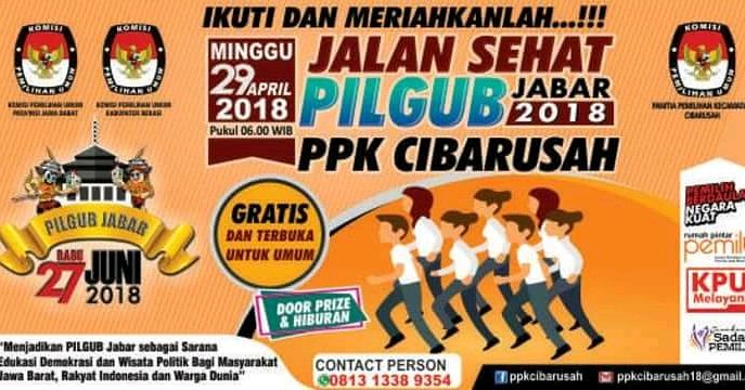 PPK Cibarusah menggelar Jalan Sehat dalam rangka Pilgub Jawa Barat 2018 pada Minggu, 29 April 2018. Kuy ramein!