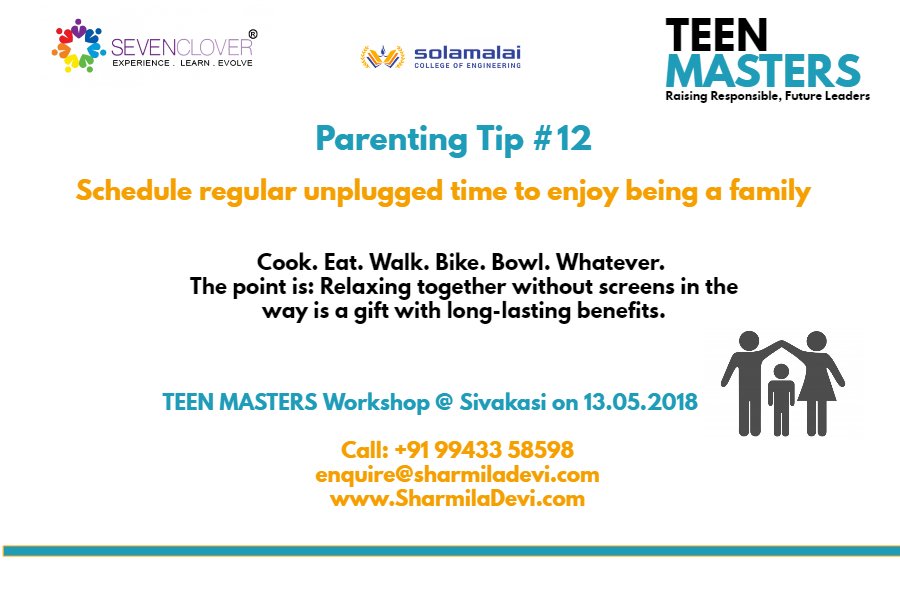 NLP_SevenClover's tweet photo. #TEENMASTERS
#ParentingTip
Relaxing together without screens in the way is a gift with long-lasting benefits
#NLP #SevenClover #Leadership #Excellence #SelfMastery #Reborn  #TeenBehaviour #RasingResponsible #FutureLeaders #Workshop #Sivakasi #BeingAFamily #PerfectGiftToTheFamily https://t.co/dAGUmHclC8