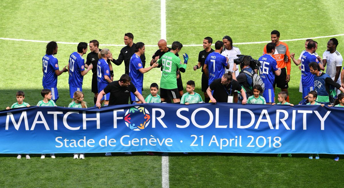 UEFA's tweet photo. One week ago the stars aligned at #MatchForSolidarity to raise money for children with disabilities in Africa, Asia &amp; S. America 💫🙌 

More 👉 https://t.co/Te9rfELspb https://t.co/zf9ccyunP8