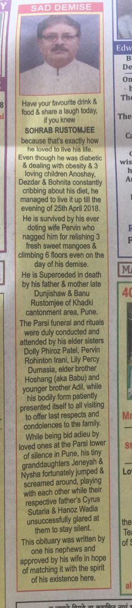 That's an obituary to die for, live life to the fullest while you have one!