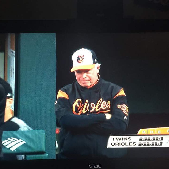 the_mlb_hat_guy's tweet photo. Meet Angry Buck, Happy Buck, No even Buck, Disappointed Buck, Thinking Buck. Buck Showalter has one look be he is a great manager. The best the #Orioles have had since 96 97. #MLB #MLBtalk #Baseball #Baseballtalk #Baltimore #Oriolestalk #Birdland #Baseballlife https://t.co/FnwbA0qqv4