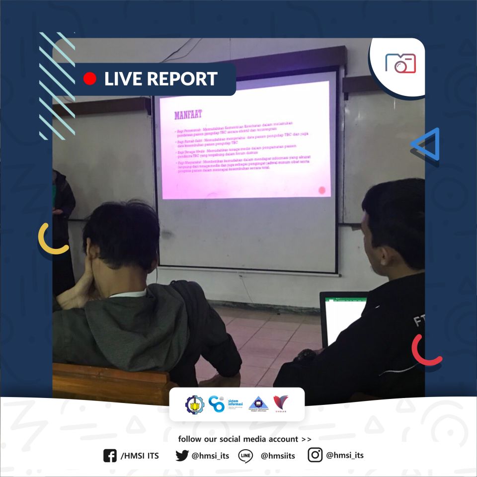 HMSI_ITS's tweet photo. Selamat sore, Evolvers!
Saat ini sedang berlangsung agenda Final Presentation ketiga kategori IS Competition di kelas TC 105, TC 106, dan TC 108.
Semangat untuk para finalis, semoga hasilnya yang terbaik!
#FinalPresentation
#ISCompetition
#IMago
#HMSIEvolve
#ITSSurabaya https://t.co/11CkDnm8VS