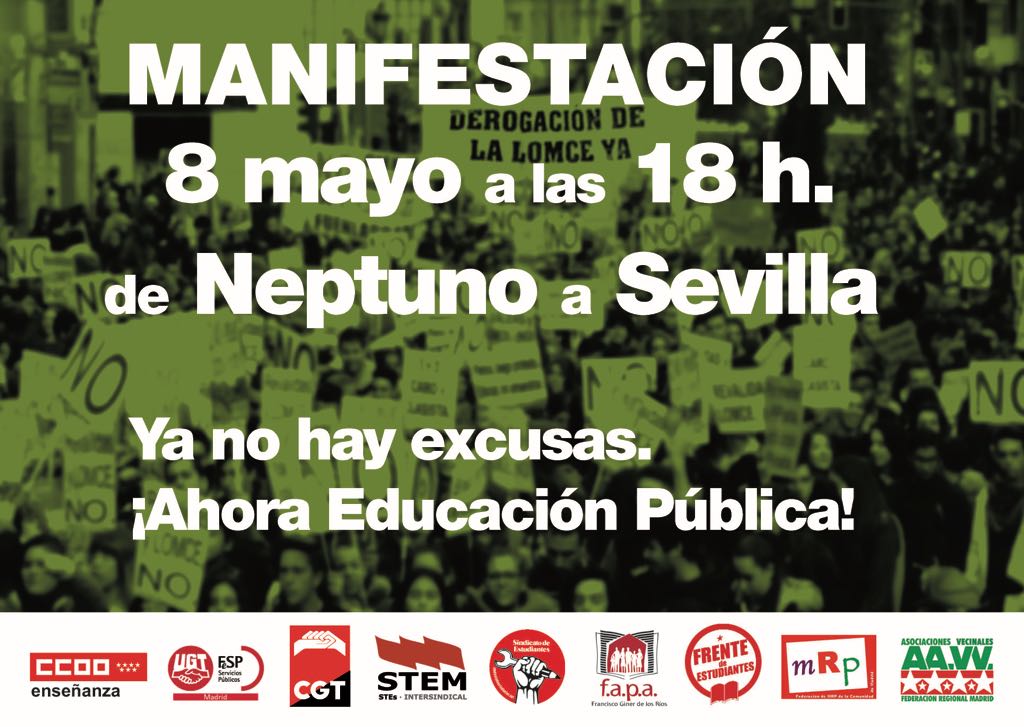 El día #8deMayo #manifestación en #Madrid #AhoraEscuelaPûblica.
#Acude