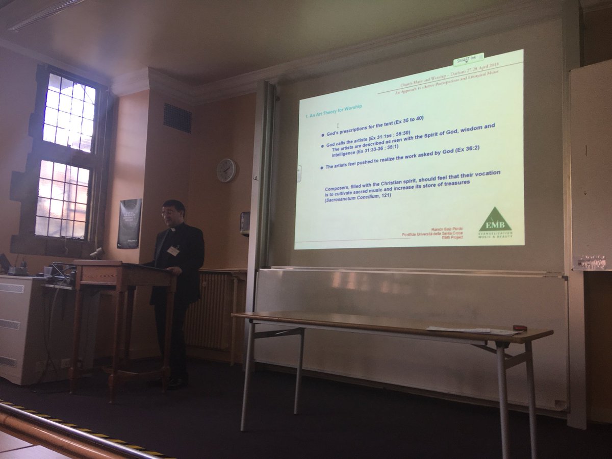 CMWDurham's tweet photo. Fr. Ramón Saiz-Pardo is up next in the #catholicmusic session. A very exciting paper on active participation starting from Ratzinger’s writings. #cmwdurham https://t.co/7g3eOx9RWg