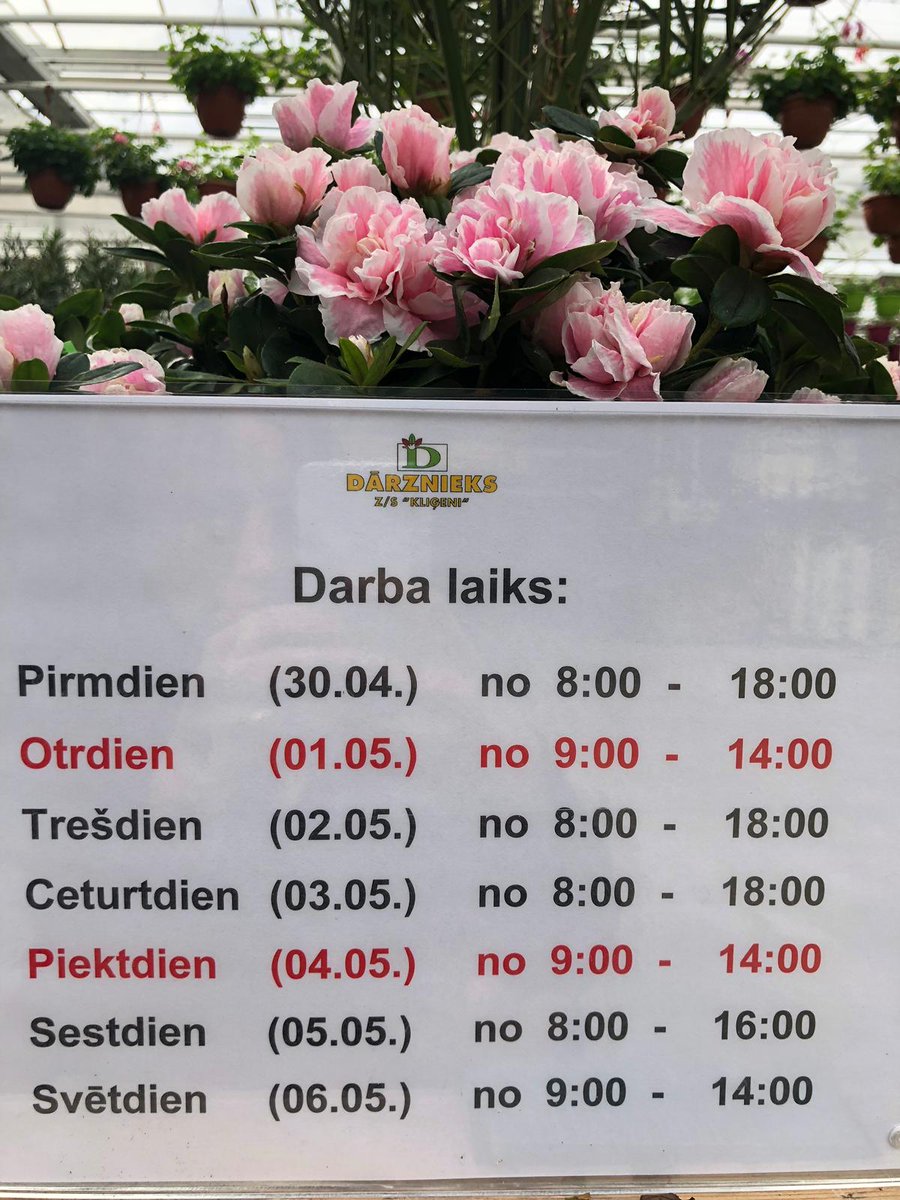 Dārzniecības darba laiks svētkos!