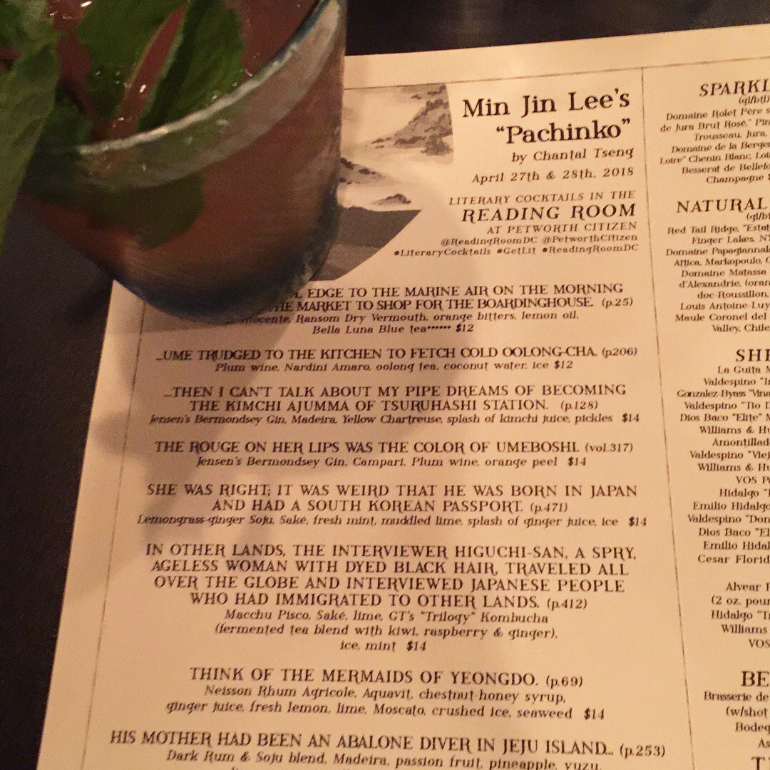 spinesvines's tweet photo. #aboutlastnight 📚🍸🍹 So much fun with our @litonhst #booklovers enjoying #Pachinko inspired #LiteraryCocktails crafted by @ShinobiPaws! Always a great time at @PetworthCitizen #ReadingRoomDC
#spinesvines #books #wine #minjinlee #litonhst #literaryswag #bibilophile https://t.co/IzF4Vxxpoh