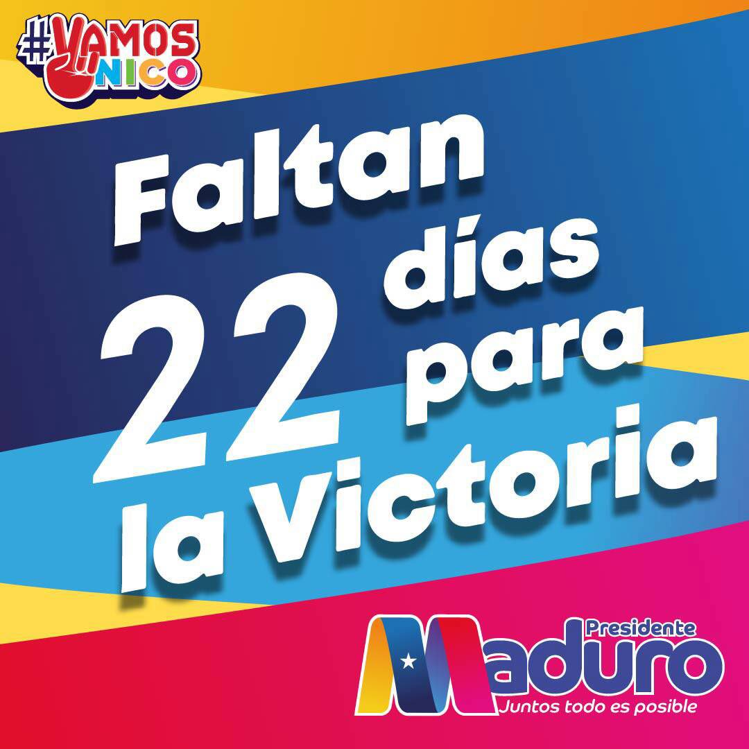 pinfantea's tweet photo. ¡Buenos días!☀️🇻🇪 #FelizSabado Faltan 22 días para que vuelva a triunfar la paz con nuestro Pdte @NicolasMaduro seguimos batallando ✊🏽 #JuntosTodoEsPosible 💛💙❤️#VenezuelaEsPotencia2018 https://t.co/rmM6SgmyLN