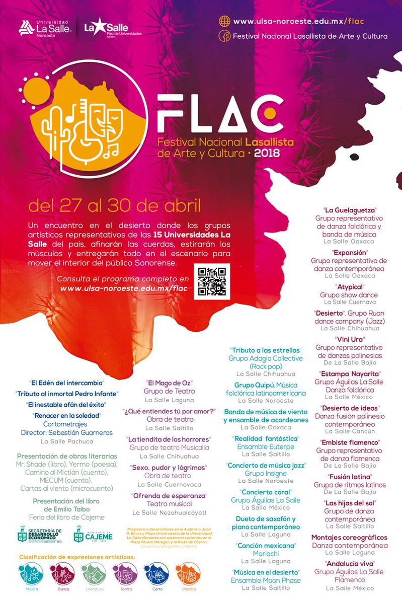 lasallemxnorte's tweet photo. Durante estos días se está llevando a cabo el Festival Nacional Lasallistas de Arte y Cultura #FLAC2018 en la Universidad La Salle Noroeste. Mucho éxito a los participantes #SomosLaSalle #LasallistasSinFronteras #300LaSalle https://t.co/jlPnChQI0r