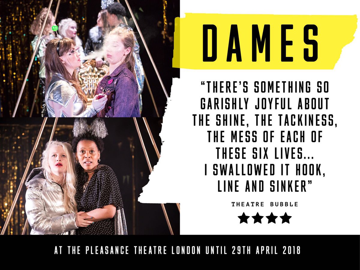 2 days left of the glorious joy explosion that is <a href="/DAMESplay/">Dames</a> at <a href="/ThePleasance/">Pleasance</a>. So proud of this bundle of sparkly magic and so sad it has to end tomorrow.