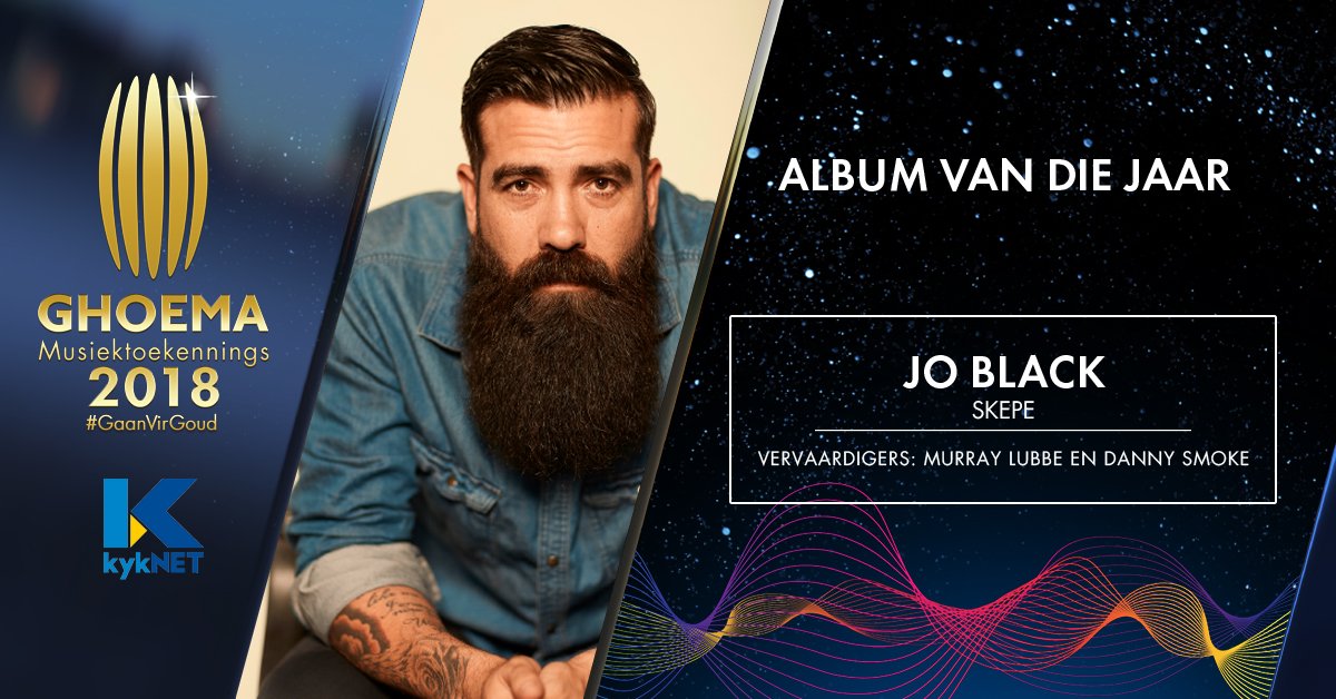 kykNET TV (@kyknettv) on Twitter photo #GaanVirGoud: En die album van die jaar is... Skepe deur @JoBlack_BTG! Baie geluk, Jo en span! <a href="/Murray_Lubbe/">Murray Lubbe</a> <a href="/Danny_Smoke/">Danny Smoke</a> @Ghoema2018 #GaanVirGoud: En die album van die jaar is... Skepe deur @JoBlack_BTG! Baie geluk, Jo en span! <a href="/Murray_Lubbe/">Murray Lubbe</a> <a href="/Danny_Smoke/">Danny Smoke</a> @Ghoema2018