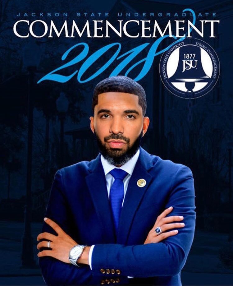 fliGEEK's tweet photo. Drake speaking rn at my graduation commencement! #JSU18 https://t.co/Go9Y49MPit