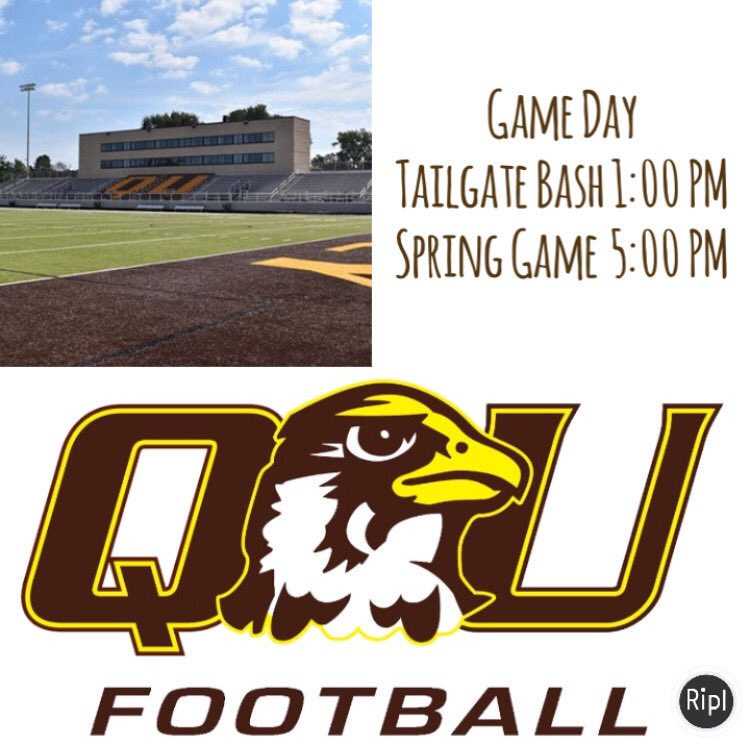QUHawksFootball's tweet photo. 🚨🚨Game Day 🚨🚨
We hope to see everyone out at the tailgate bash and the Brown vs White Spring Game today at QU Stadium. Retweet for #TeamCarey and Like if #TeamSchron https://t.co/qCMPSwiivO