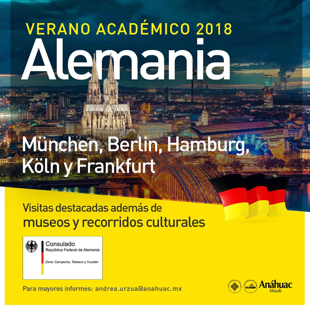 AnahuacMayabCAA's tweet photo. 🇪🇸 Verano académico
🇺🇸 Academic summer
🇫🇷 Été académique
🇧🇷 Verão acadêmico
🇩🇪 Akademischer Sommer
🇲🇽 Sí voy, cuéntame más https://t.co/0gt9JEAbuN