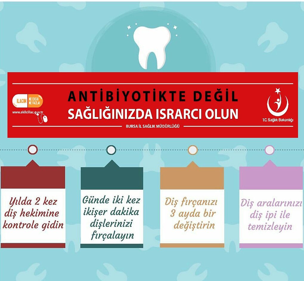 Diş hekiminiz reçete etmedikçe #antibiyotik kullanmayınız. #AkılcıAntibiyotik #AkılcıİlaçKullanımı #BursaİlSağlıkMüdürlüğü #BursaAİK-İK #aik #dişhekimi