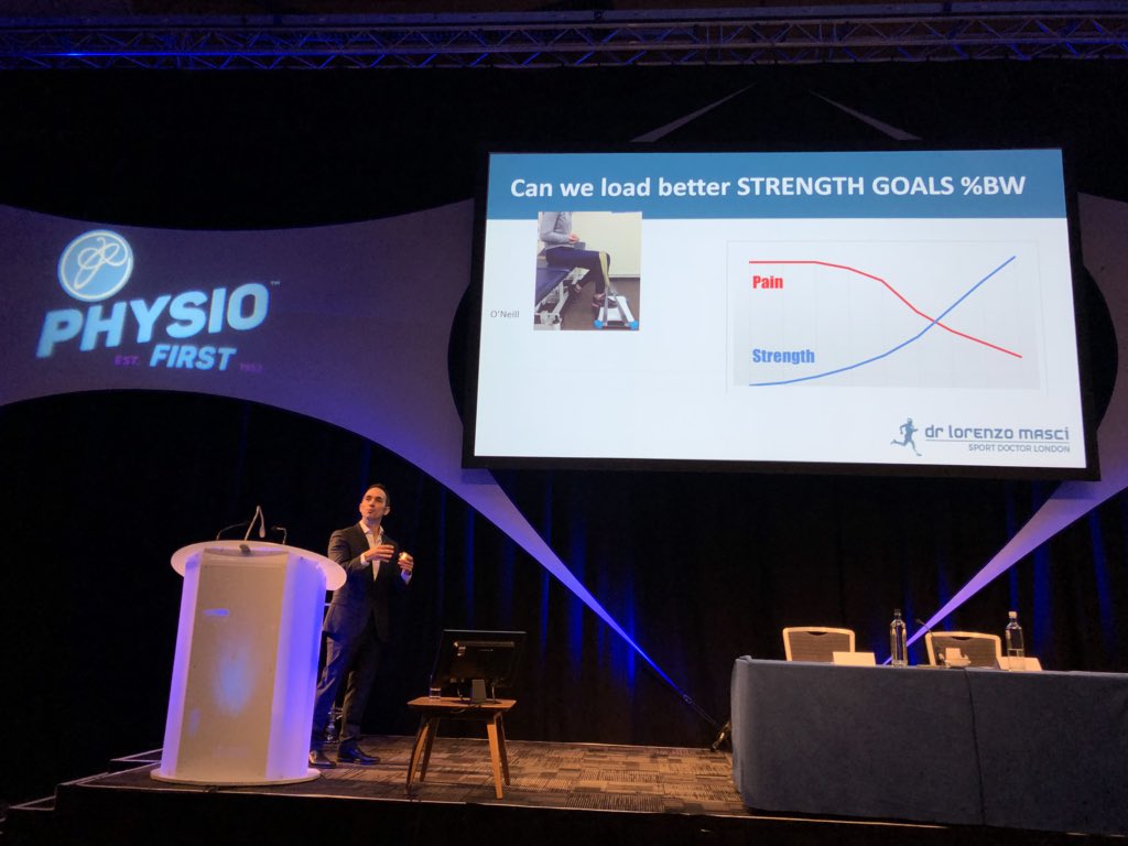 V_Physio's tweet photo. @lorenzo_masci delivering fantastic lecture on Tendon Pain Rehab. Increased strength = Decreased Pain #exerciseworks #vphysio #tendonpain #PhysioFirst2018 #PhysioFirstC https://t.co/SqB5nRl9Vo