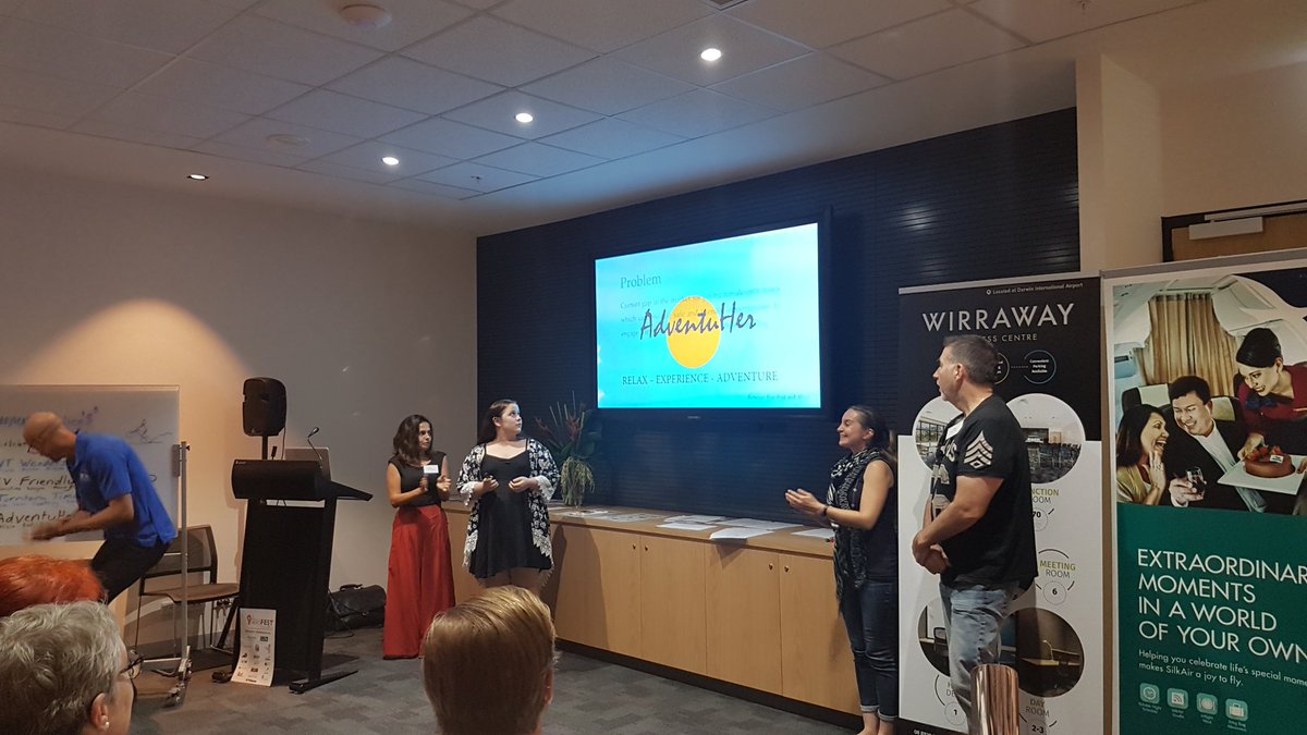 topendideasfest's tweet photo. AdventuHer team looking good to tackle 1 in 3 young women have not travelled solo #TourismIdeasFest2018 awesome idea!
https://t.co/xYvK9Uhwf7 https://t.co/kKFBqJEx0a