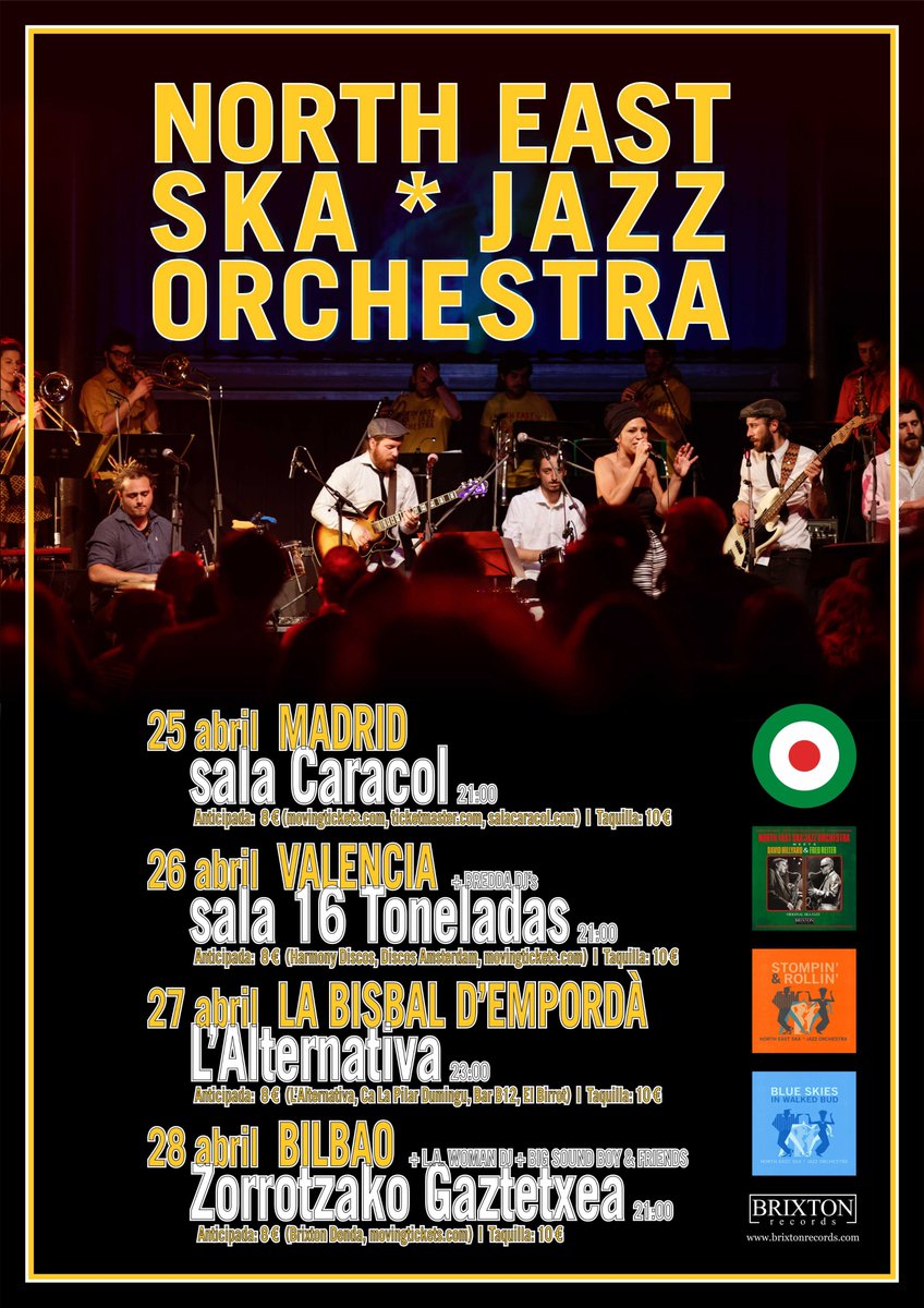 Brixton_Records's tweet photo. gaur / hoy - 28.04
NORTH EAST SKA JAZZ ORCHESTRA @ #BILBAO - Zorrotzako Gaztetxe - 21:00
(+ L.A. WOMAN DJ + BIG SOUND BOY &amp; FRIENDS)

@neskajazz #ska #reggae #skajazz #nesjo  #rocksteady #BrixtonRecords #bigband #conciertos #kontzertua #gaztetxea #Bilbo #northeastskajazzorchestra https://t.co/xfw0DbBe25