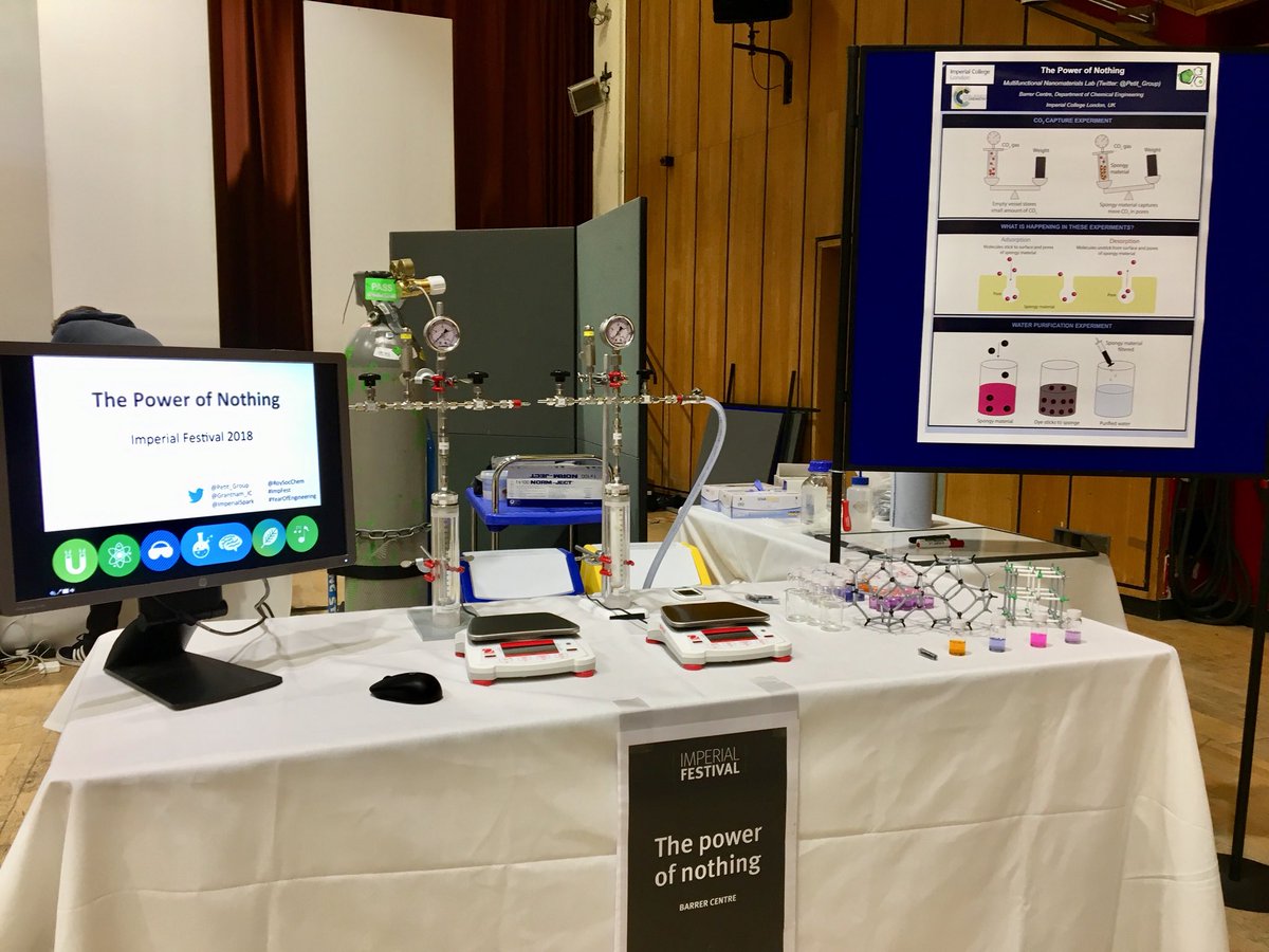 Petit_Group's tweet photo. We are ready for a fun weekend at #ImpFest, in the Green Futures Zone. We will show our materials in action, scrubbing CO2 from air! 
#YearOfEngineering #realtimechem
@Grantham_IC @ImperialSpark @ImperialChemEng @RoySocChem @BarrerCentre https://t.co/pzDIcbQGmm