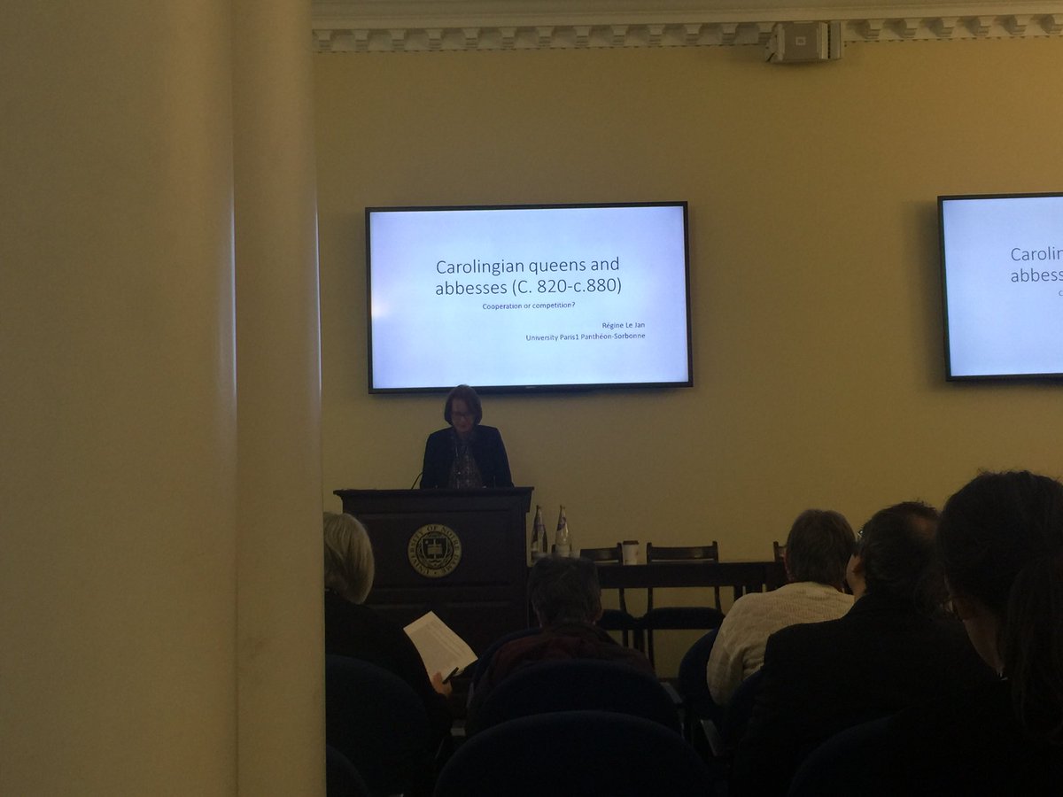 beneyrewhite's tweet photo. The final session of papers begins @verbisexemplis with Regine Le Jan on Carolingian queens and abbesses. Sad the conference is nearly over! #rulingwomen https://t.co/AVu3FyNjWA