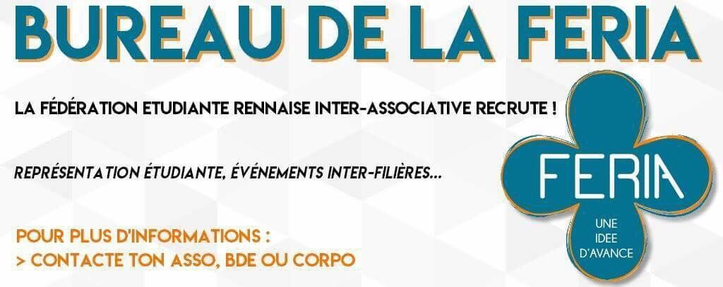 La <a href="/FeriaRennes/">FeriaRennes</a> cherche des personnes motivées pour compléter son bureau, pourquoi pas toi ? Contacte nous si tu es intéressé 😏