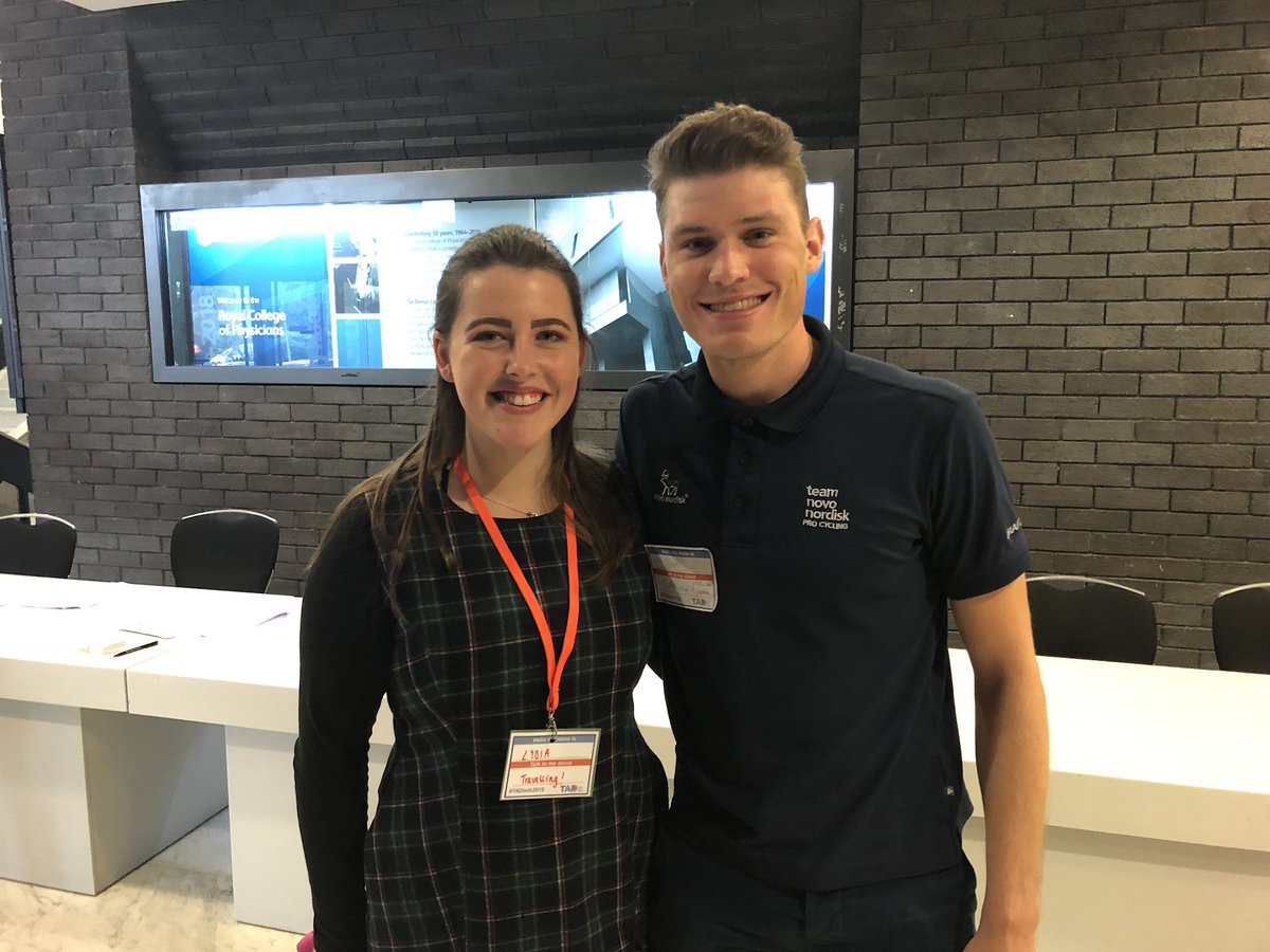 Lovely to meet <a href="/SamNBrand/">Sam Brand</a> who is a <a href="/teamnovonordisk/">Team Novo Nordisk</a> Pro Cyclist who has type 1 diabetes #inspiration #tadtalk18 #tadtalk2018 #gbdoc