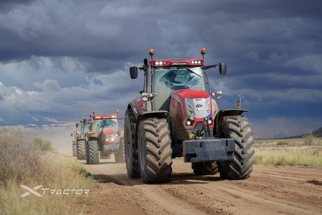 McCormickUKROI's tweet photo. Dust, rain and dramatic skies continue to greet the X7 and X8 Series #McCormickTractors as they make their way along a 6000km tarmac and off-road route across South Africa on @BKTtires - more dramatic pic at McCormick Agri UK on FB. #ArgoTractors @FMJmagazine #clubhectare https://t.co/JqtBGrdBSb