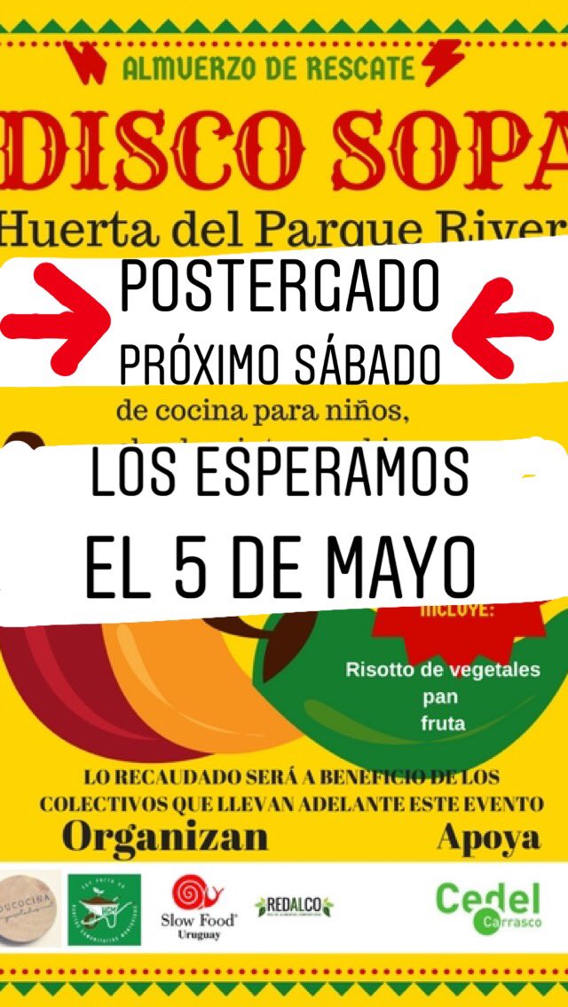 Atención <a href="/EducocinaPTodos/">EducocinaParaTodos</a> @HuertasCom <a href="/SlowFoodUruguay/">SlowFoodUruguay</a>