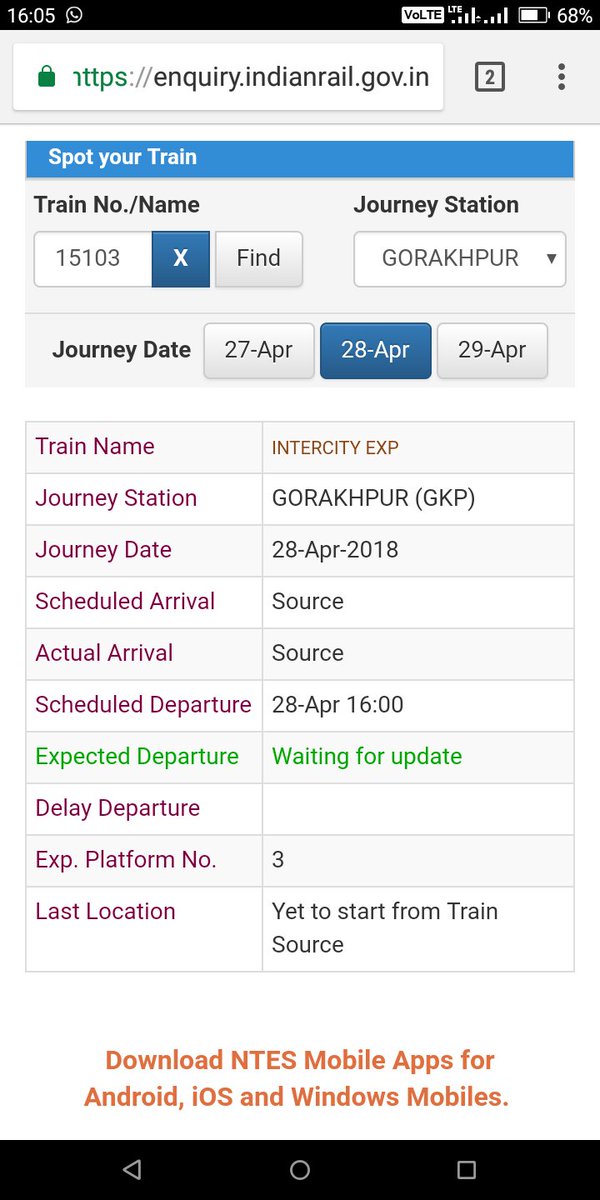 IntelMonk's tweet photo. @PiyushGoyal @RailMinIndia @nerailwaygkp @gmner_gkp 
Departure time 4pm but till now train is not at platform???
Logo k time ki koi value h ki nahi??? https://t.co/QMEKLcoUkv