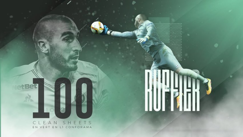 lnstantFoot's tweet photo. Stéphane Ruffier a réalisé hier son 100ème clean-sheet sous le maillot de Saint-Etienne en Ligue 1. https://t.co/sjOjuai9gA