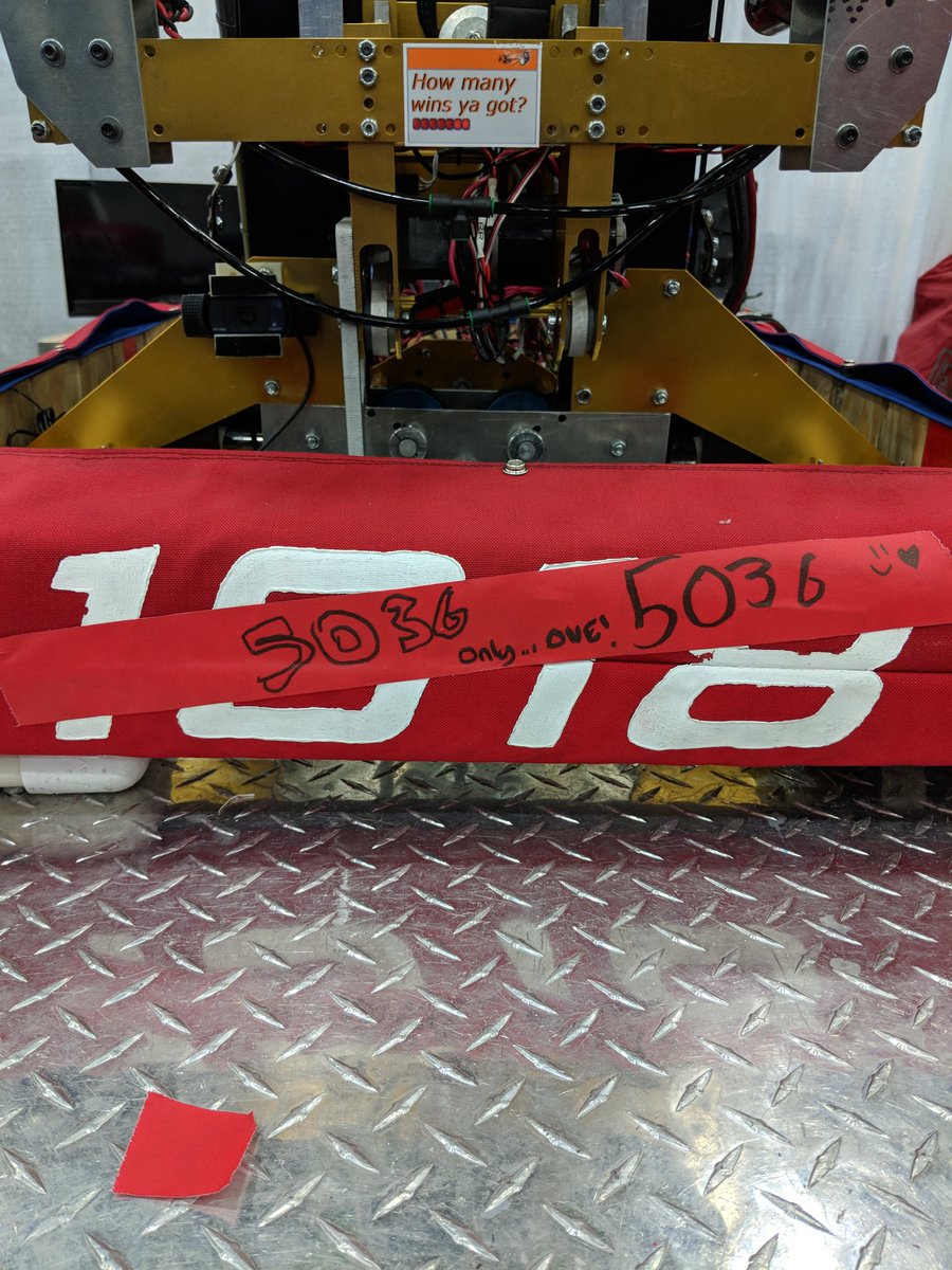 Team5036's tweet photo. @robodevil1018 there can only be one... Good luck today!! https://t.co/rQPm2ZBZml