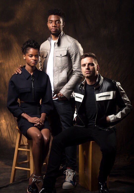 GeeksOfColor's tweet photo. I’m blessed. Letitia Wright, Chadwick Boseman &amp; Sebastian Stan. #BlackPanther #Shuri #BuckyBarnes https://t.co/5CA1lmz6cx