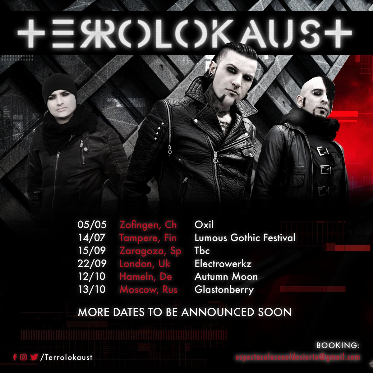 Terrolokaust's tweet photo. 🔊Here it is, FIRST TOUR DATES 2018!
🚐 @Terrolokaust we are going to hit the #road again.

📨 BOOKING / CONTRATACIÓN: espectaculoseneldesierto@gmail.com https://t.co/rXl33Y9je8