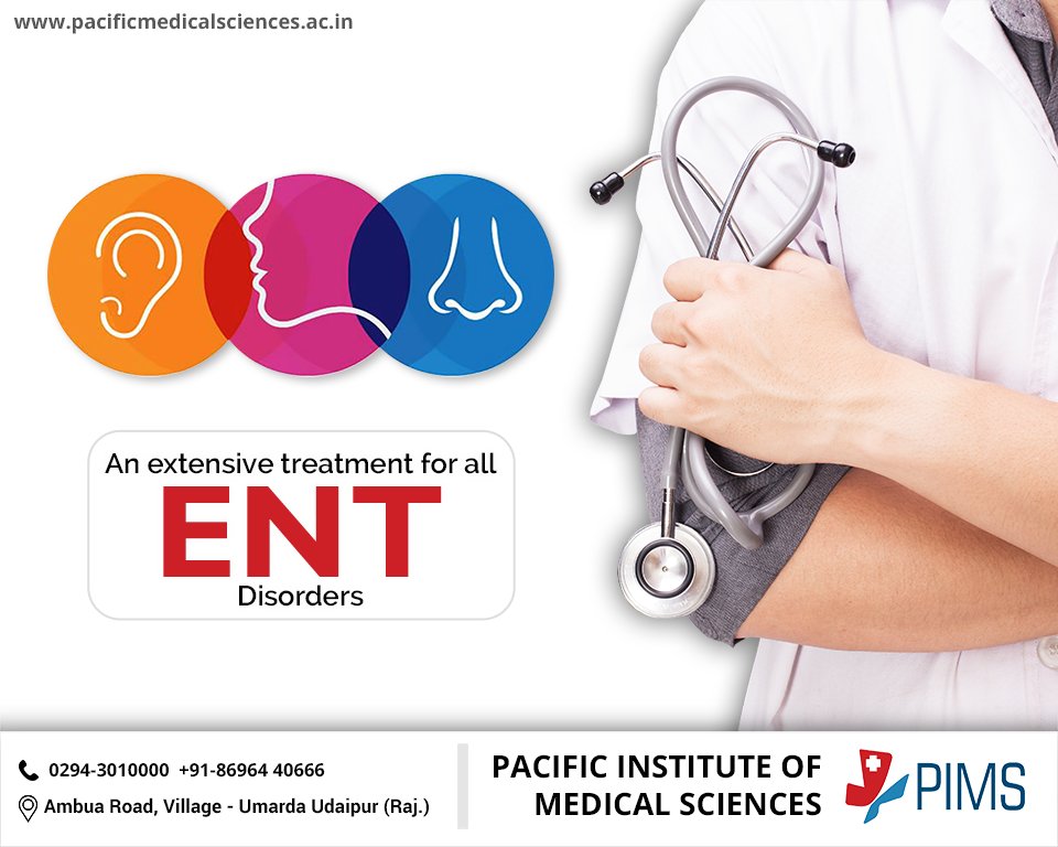 PIMSudaipur's tweet photo. ENT department at Pacific Institute of Medical Sciences offers comprehensive care for all disorders related to the ear, nose, throat, head and neck region, in patients of all ages.

#PIMS #PIMSUmarda #PIMSUdaipur #Paediatrics #Pulmonology #Maxillofacial #ENT #Neonatology https://t.co/IpGSNoWY7W
