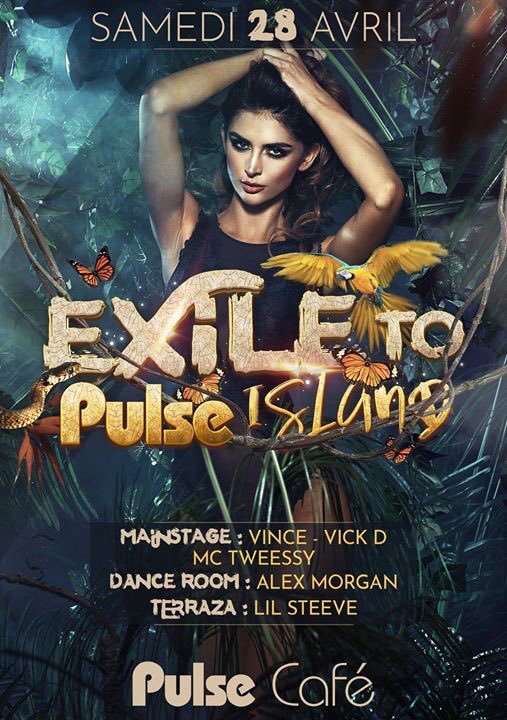 Le_PulseCafe's tweet photo. CE SOIR, passez une soirée dans la Jungle 🌴🐊🐒✈️ Exile To Pulse Island. EVENT > https://t.co/GcdnxNhN3u #pulsecafe https://t.co/WS51nDZPzD