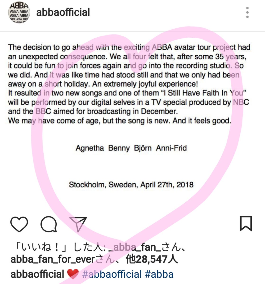 naa_naa150's tweet photo. #ABBA #ABBAWELCOMEBACK #ABBAReunion https://t.co/0iGmvedUuG