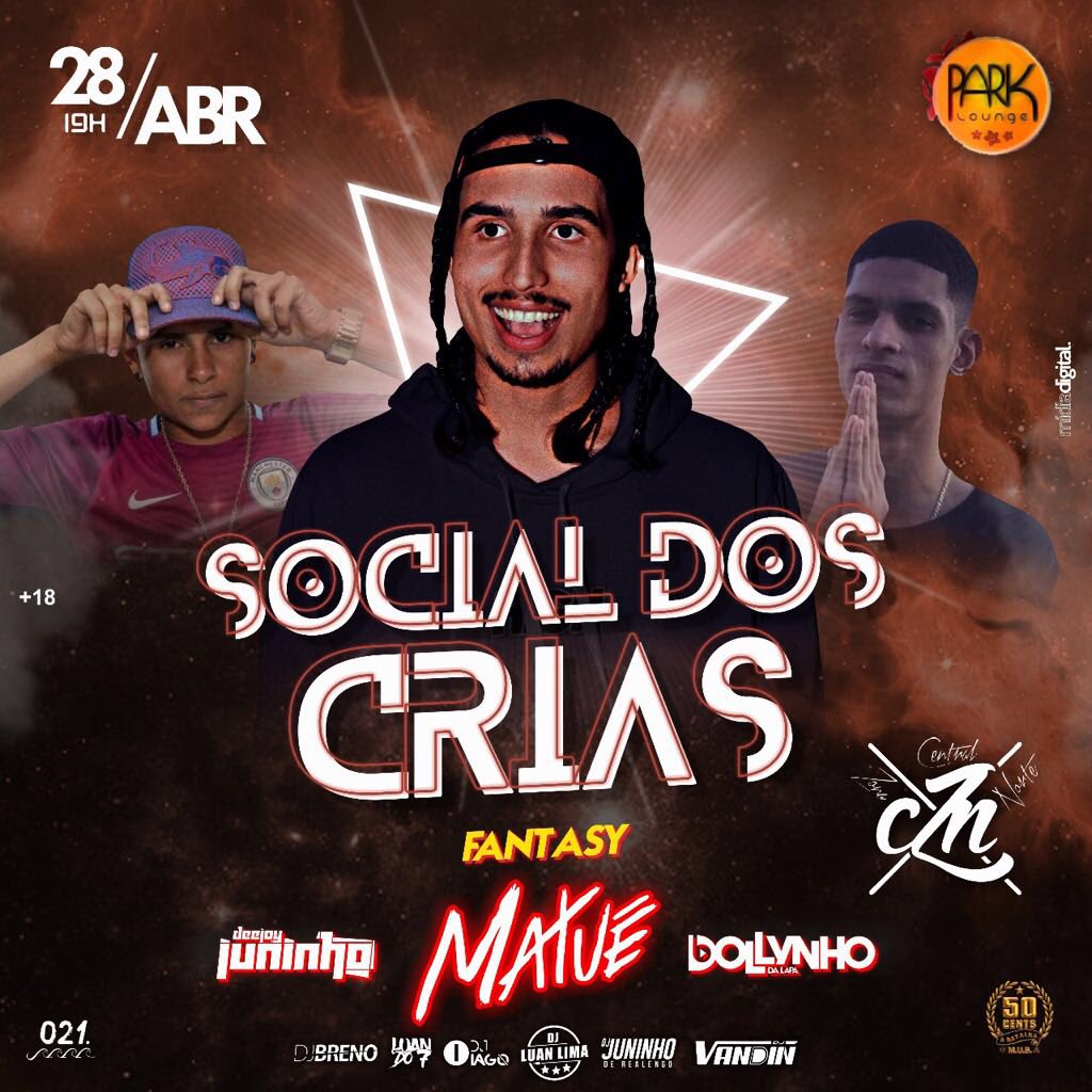 NIGTHINLOVE's tweet photo. HOJE É DIA DE SOCIAL DOS CRIAS FANTASY 🚨

🔊 LINE UP 🔊
- Matuê (Primeira vez na Zona Oeste)!
- Central ZN
- DollynhoDaLapa
- Dj Luan Lima
- JuninhoDaVintém
📍Park Lounge

 To com vocês @MlkAlesi https://t.co/Cj1DpgLG9Q