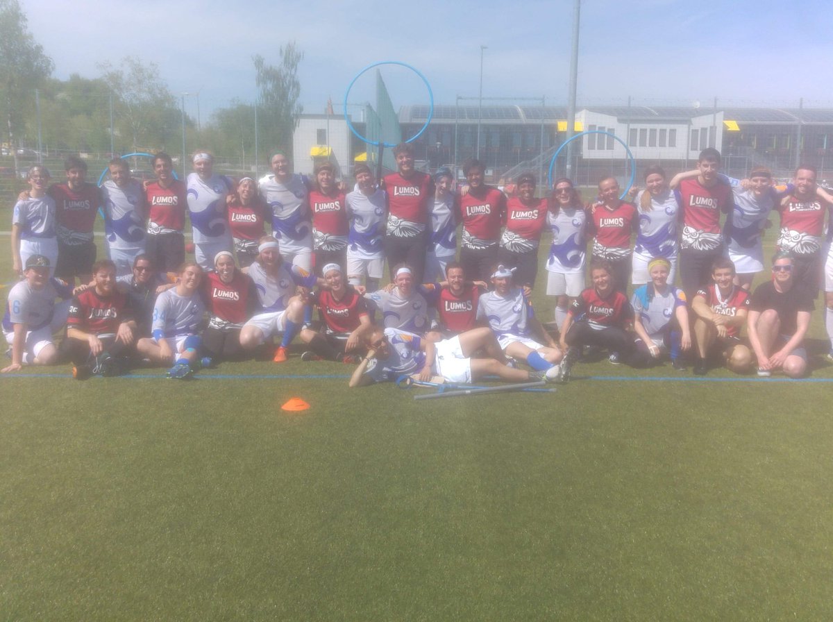 We're halfway our first day at #EQC2018 and we have played two matches right now! We played <a href="/SouthamptonQC/">SouthamptonQuidditch</a> at 11am, resulting in a 30 - 250*, and <a href="/LumosCompostela/">Lumos Compostela QT</a> at 2pm, resulting in a 20 - 140*. Next up: <a href="/PressPhan/">Pressburg Phantoms</a> at 6pm!